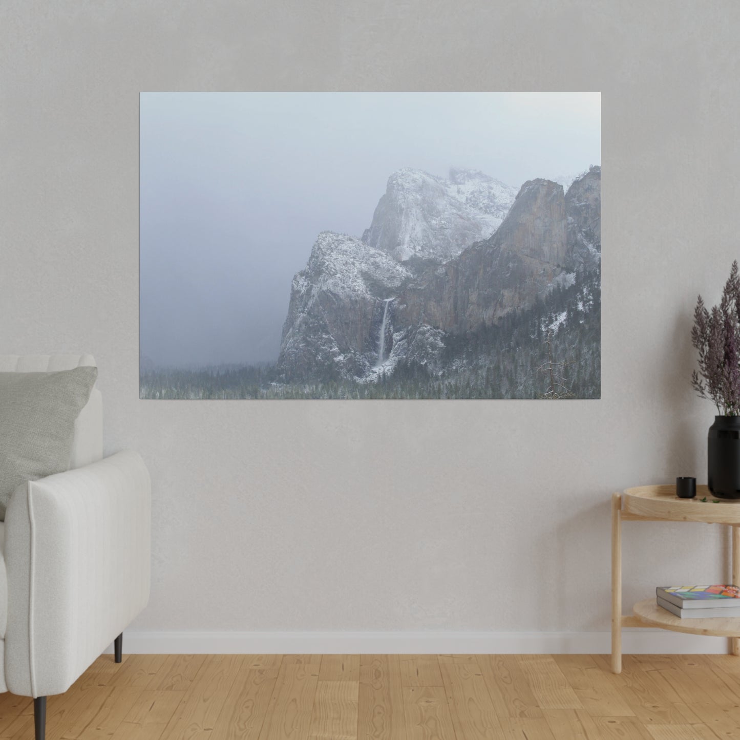 Winter Waterfall at Yosemite on Canvas, Stretched, 0.75"