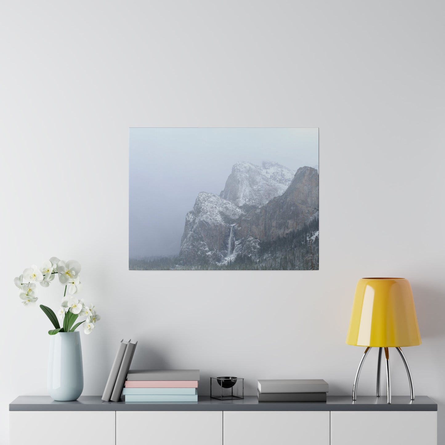 Winter Waterfall at Yosemite on Canvas, Stretched, 0.75"